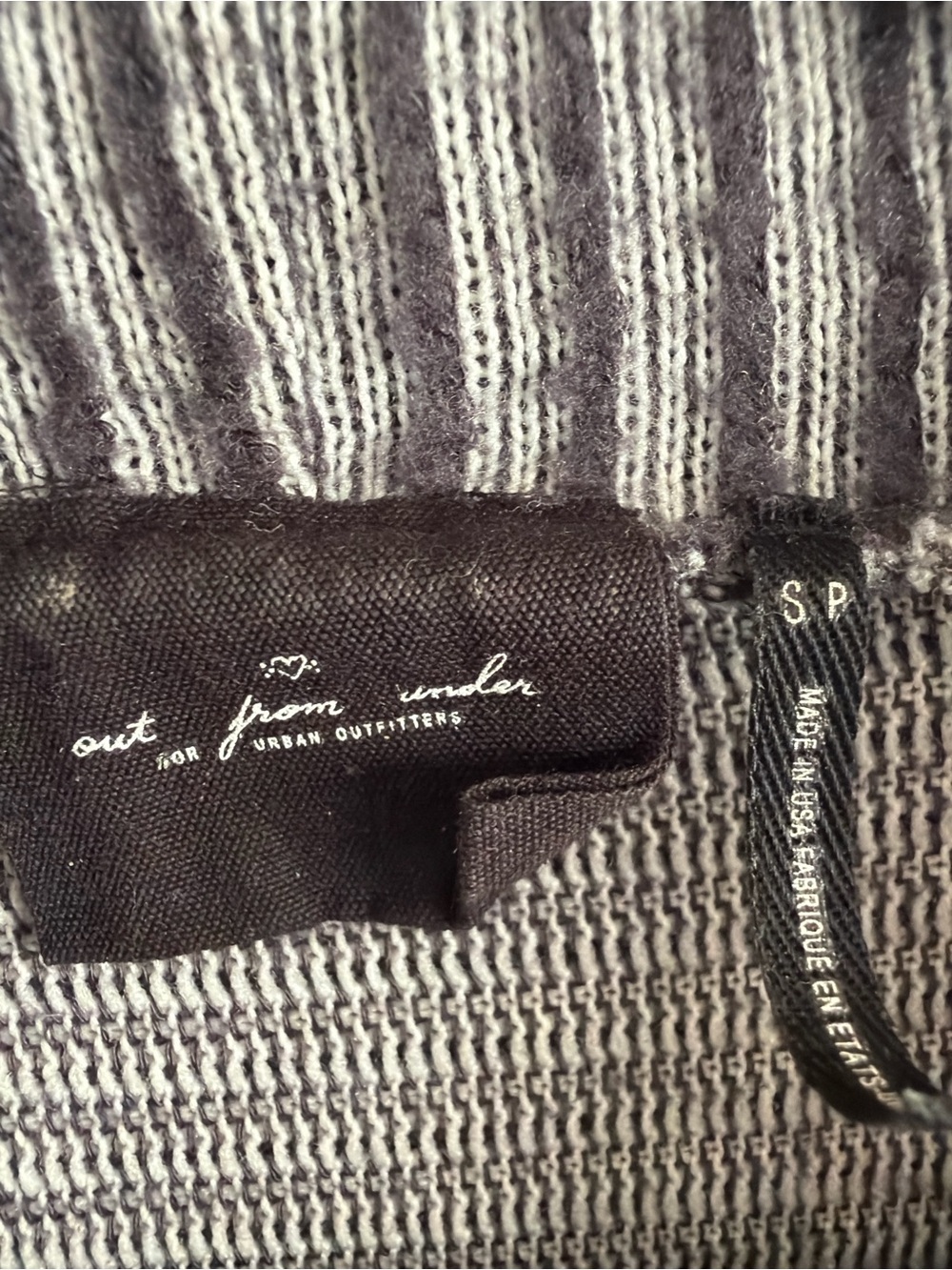 Out From Under Urban Outfitters Ribbed Twist Front Mock Neck Top Gray Striped S - Picture 6 of 9